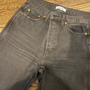 REDONE - Originals High Rise Loose in Washed Black With Rips (Size 26)